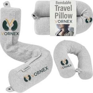 VORNEX Bendable Memory Foam Travel Pillow for Neck, Lumbar, and Side Support