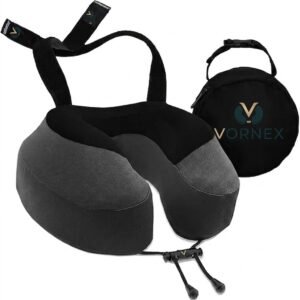 VORNEX Seat-Attachable Memory Foam Travel Neck Pillow with Compact Travel Case